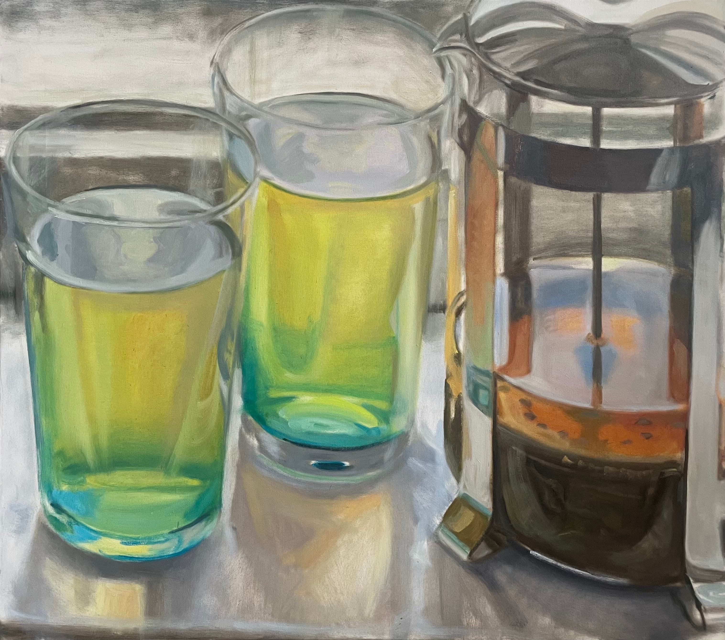 szklanki na parapecie